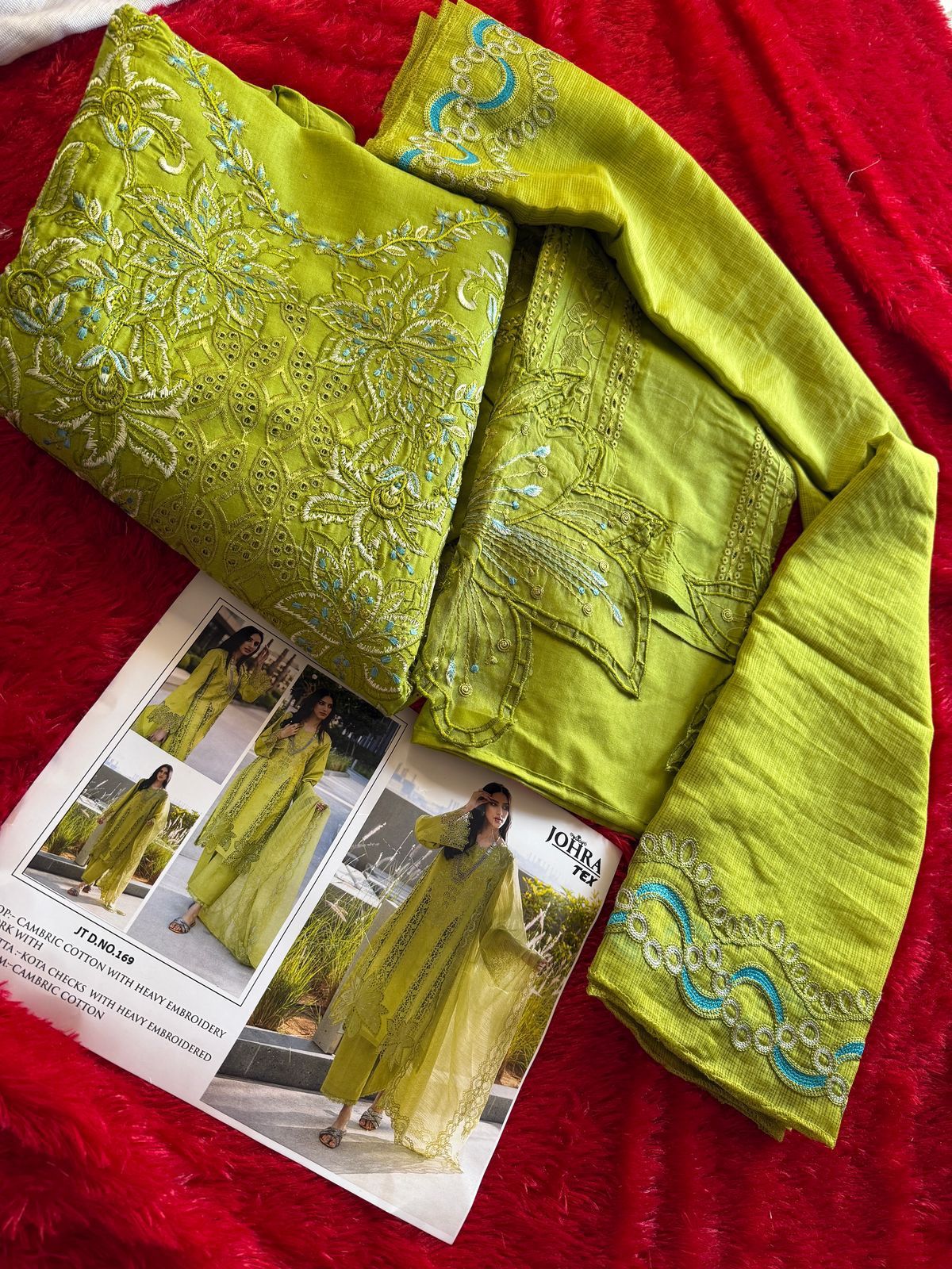Johra Tex 169 Cambric Cotton Embroidery Pakistani Salwar Kameez Wholesale Online
